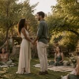 Couple sharing intimate wedding moment indoors
