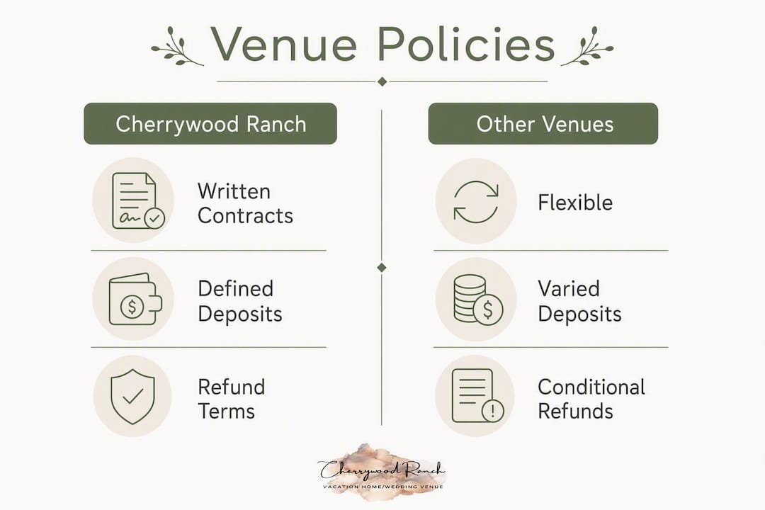 Comparison of wedding venue cancellation policies