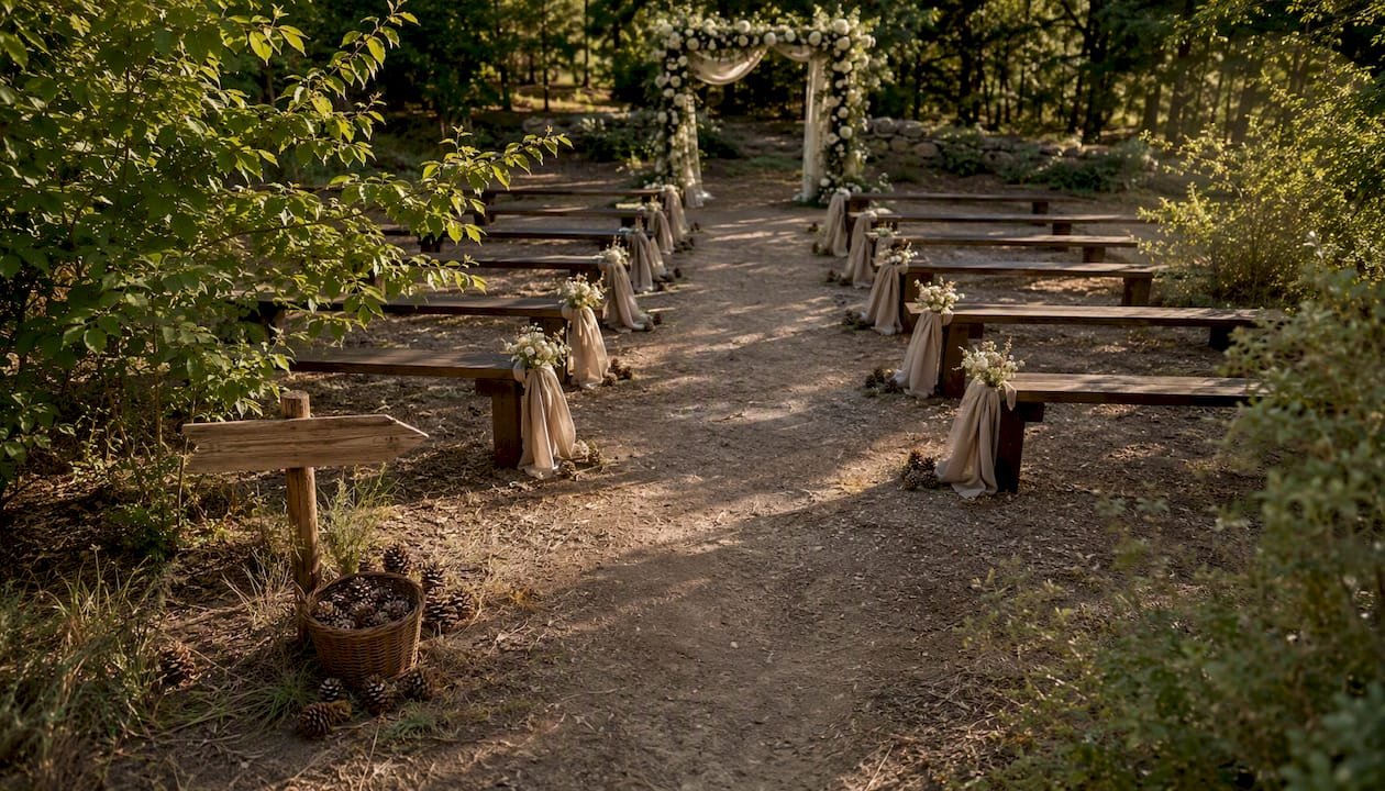 Rustic outdoor wedding aisle decorations