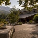 Rustic eco-friendly mountain wedding venue exterior
