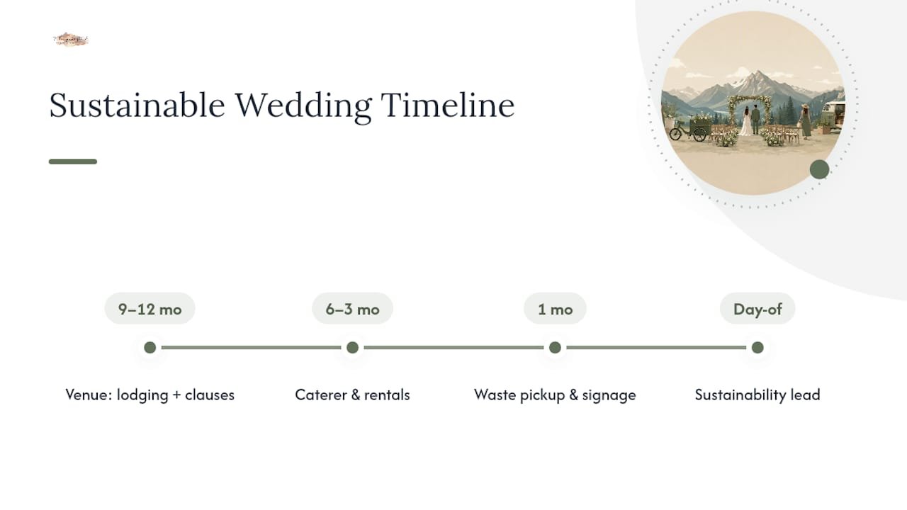 Sustainable wedding planning timeline infographic