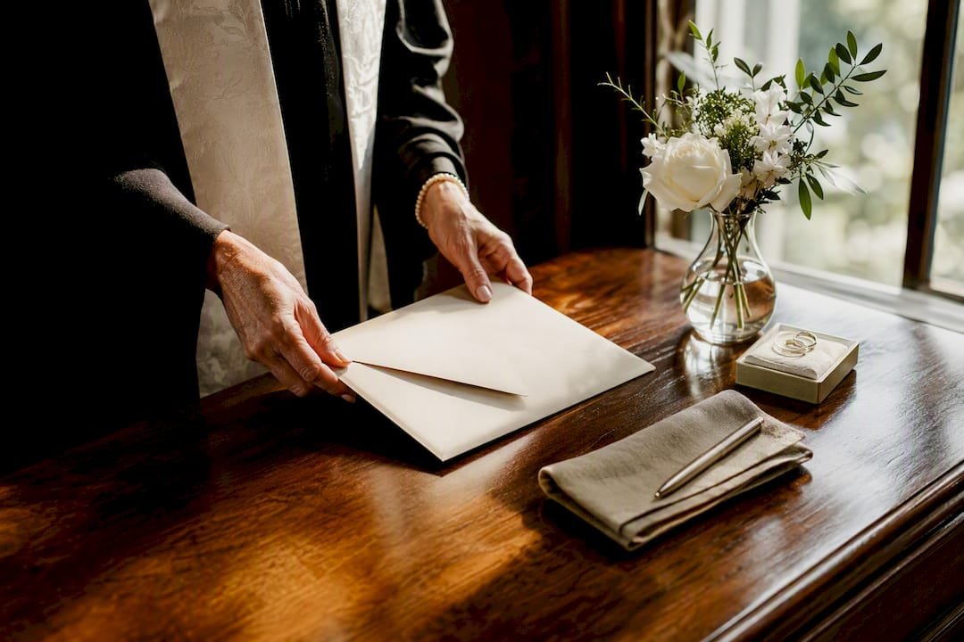 Marriage license envelope after ceremony