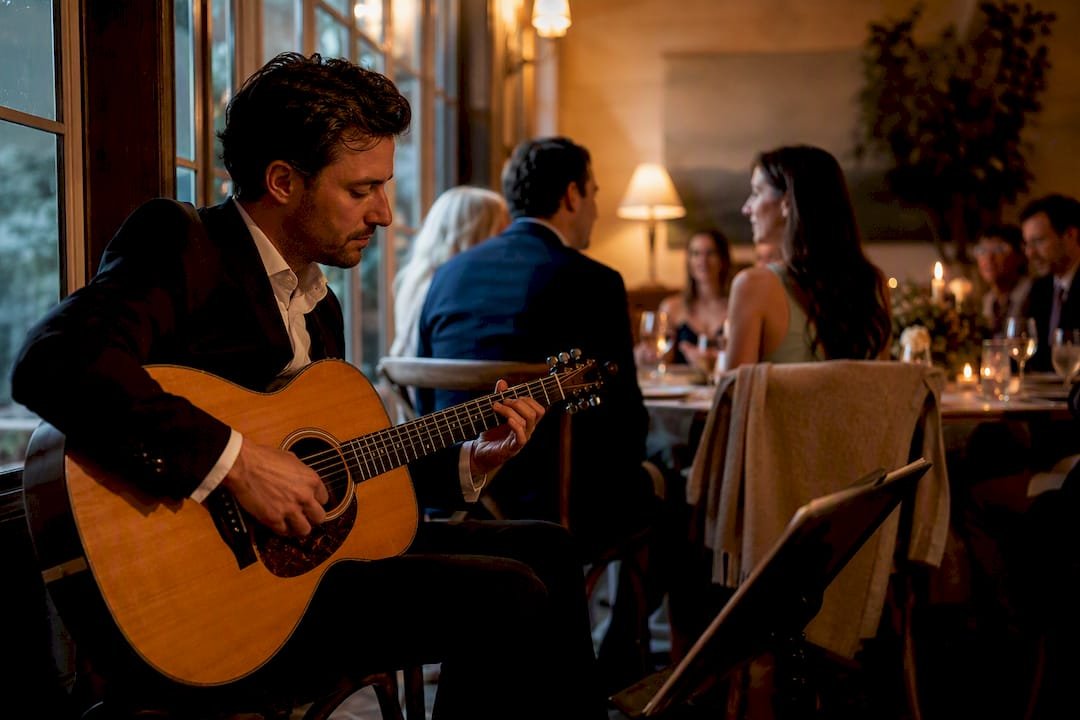 Acoustic guitarist playing at intimate reception
