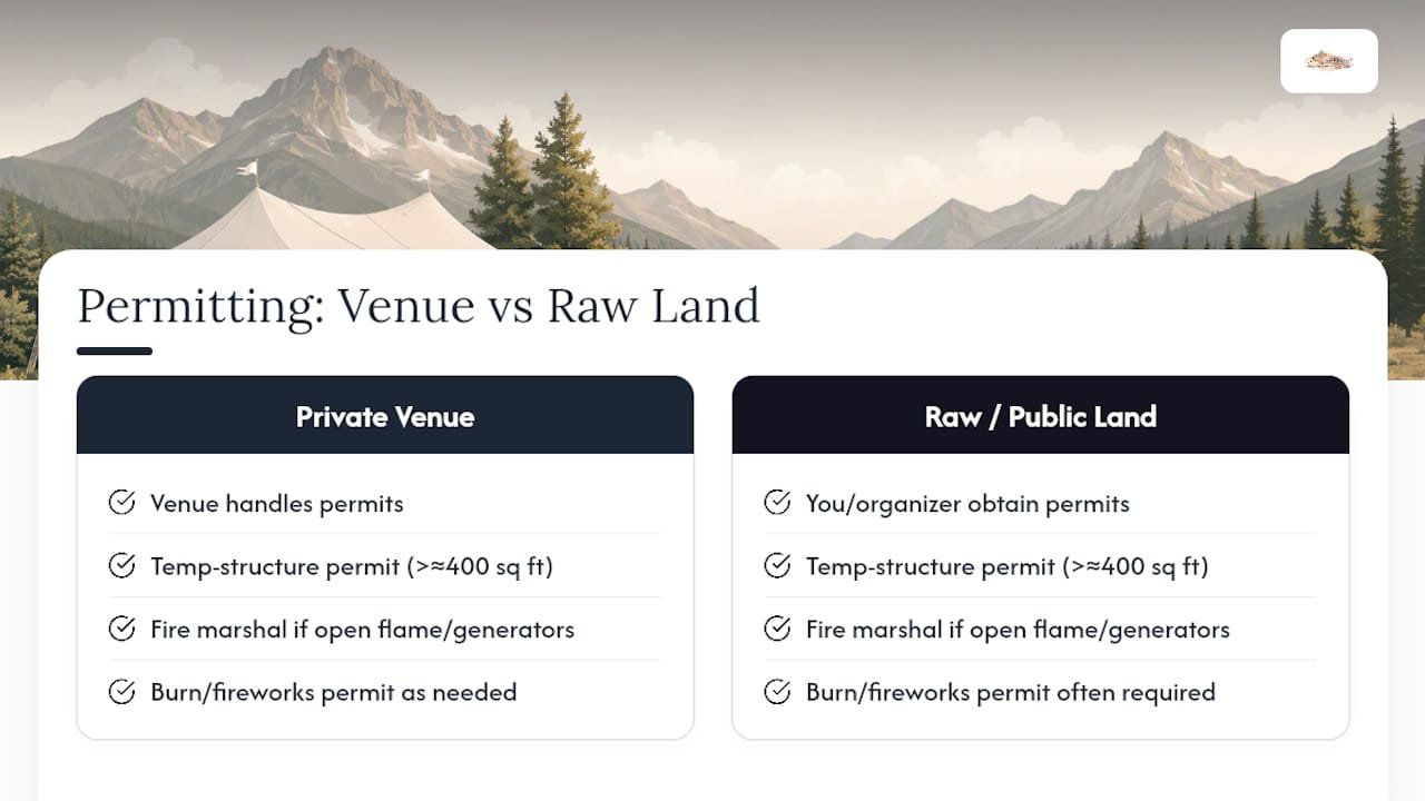 Permit pathways for mountain tented weddings