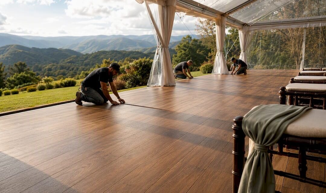 Five Zone Outdoor Wedding Layout That Puts Tents and Flooring First