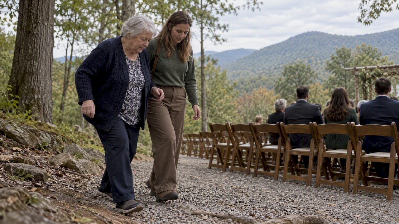 Guest testing an accessible mountain ceremony path