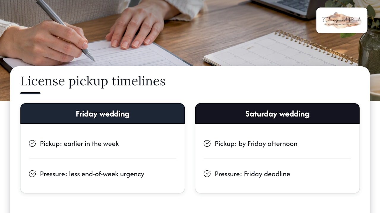 Friday and Saturday marriage license timelines